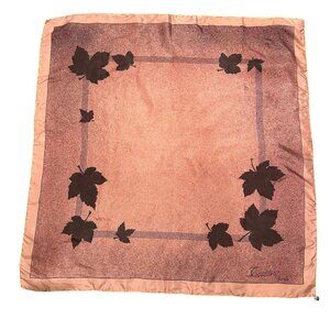 Vintage Tiziano Roma Silk Scarf Bessi Tag Italy Pink Gray Leaves 30in Square